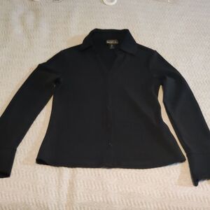 Like New Women's Black Long Sleeve Stretch Colored Button Up Blouse Size Small